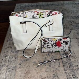 White Floral Women's Bag Set